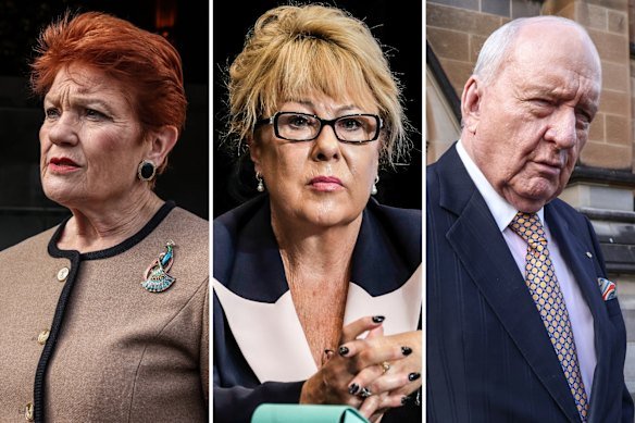 Pauline Hanson, Teena McQueen and Alan Jones.