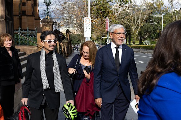 Elizabeth Henderson (centre), partner at Herbert Smith Freehills Kramer, and Warren Mundine (right), businessman and Indigenous advocate.                  