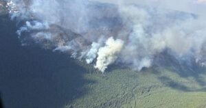 Fire crews work on containment lines between out-of-control blaze and Kimberley, B.C. Fire crews work on containment lines between out-of-control blaze and Kimberley, B.C.