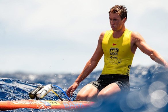 Charlie Verco, World Champion Paddleboarder competing in the Moloka’i to O’ahu Paddleboard World Championships.