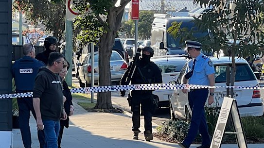 Police at the scene last Thursday.