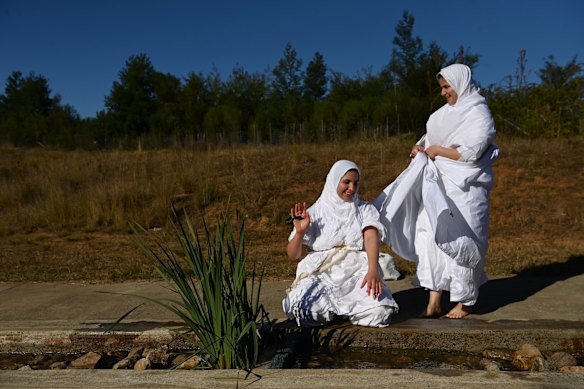 Mandaeans cleanse before the baptism ritual begins.