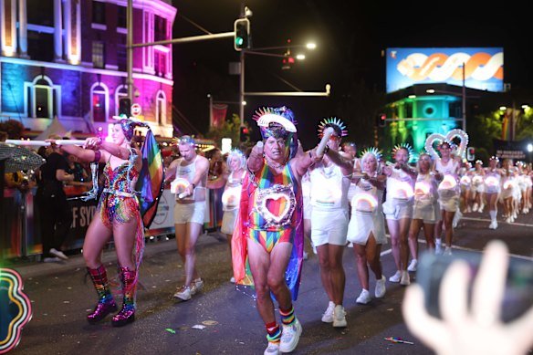 Revellers at the 2025 Sydney Gay and Lesbian Mardi Gras parade. 