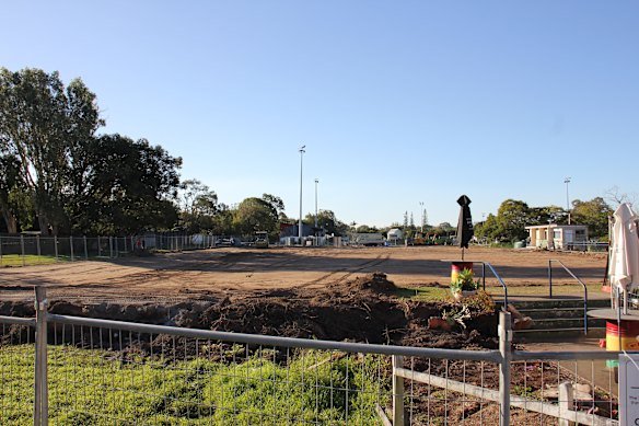 The two bowling greens at Grange Bowls Club that will be turned into futsal fields, a warm up area and small outdoor gym. 