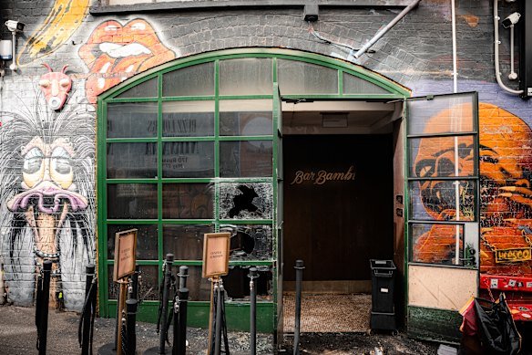 Bar Bambi in the hours after an arson attack on April 25.