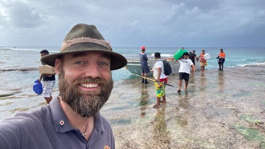Thorbjørn “Thor” Pedersen in Tuvalu in 2023. He is the only person to have visited every country without taking a flight.