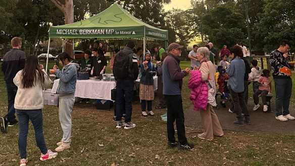 One of the Greens’ free community dinners, held weekly at Guyatt Park in St Lucia.