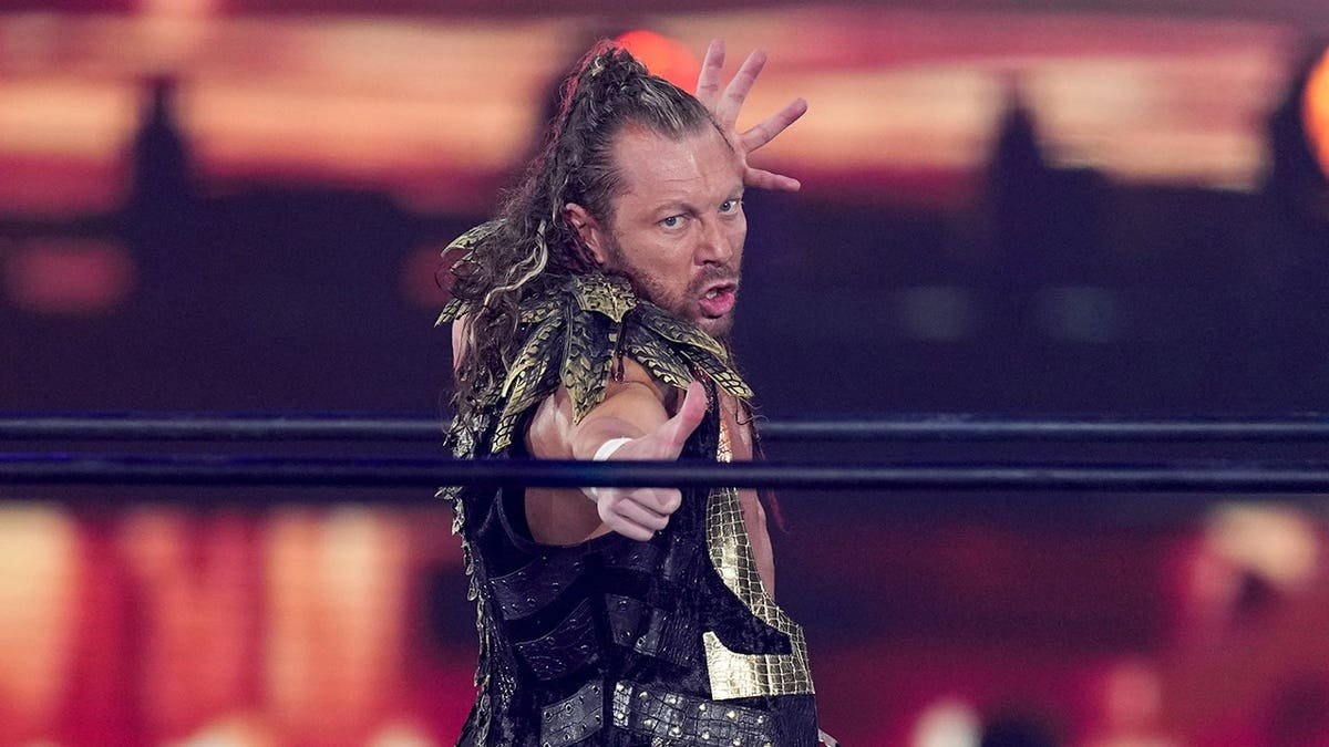 Kenny Omega enters the ring at New Japan Pro-Wrestling Wrestle Dynasty at Tokyo Dome.