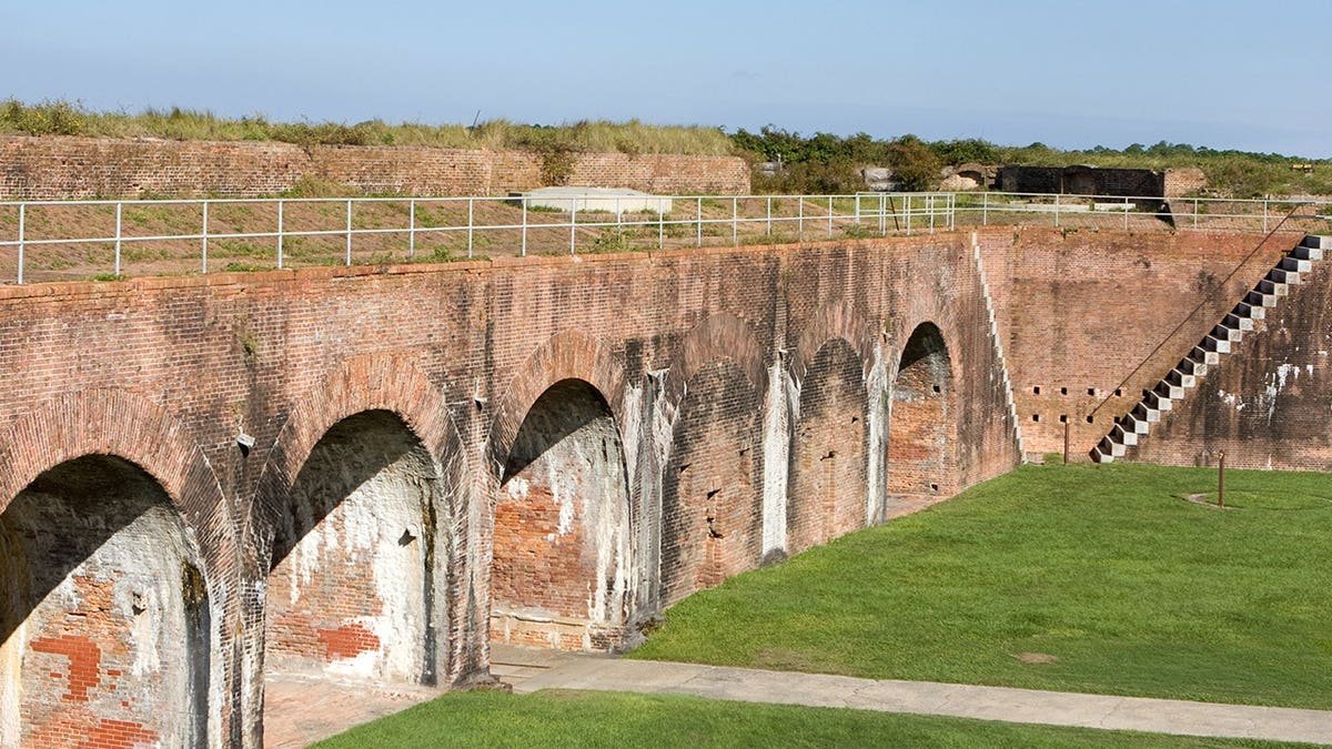 Close-up of buildings at Fort Morgan in Alabama