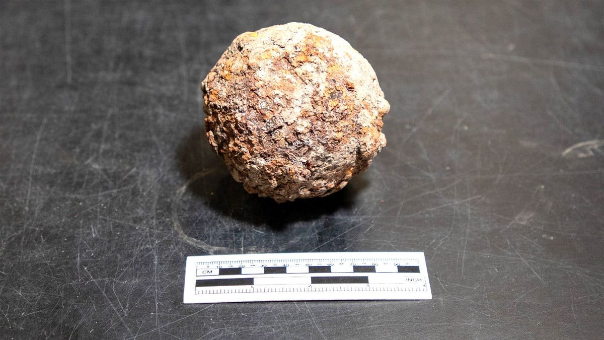 View of recently uncovered cannonball