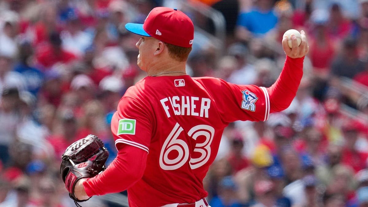 Braydon Fisher throws on the mound in Toronto.