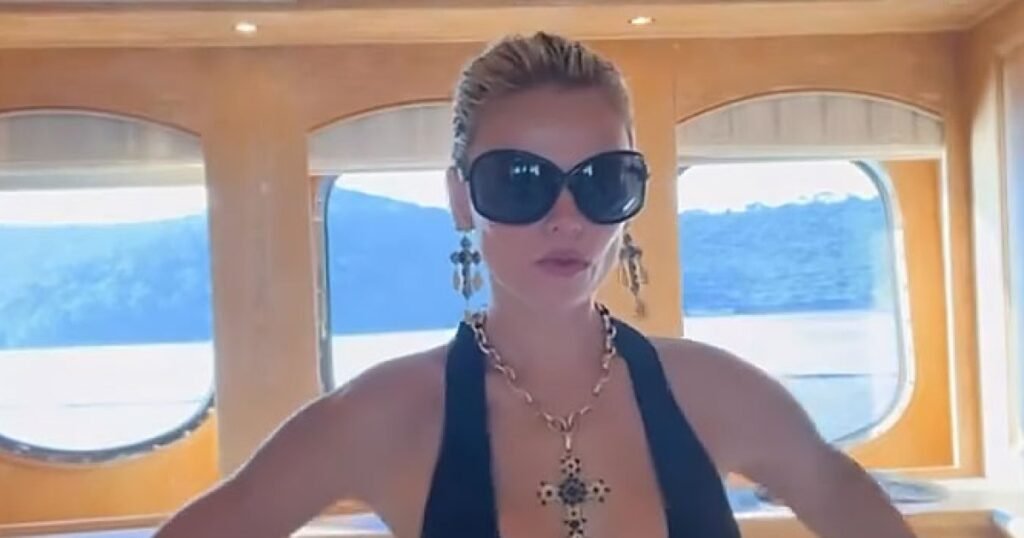Brooks Nader Narrowly Avoids Wardrobe Malfunction While Going Braless in Plunging Dress on a Yacht Brooks Nader Narrowly Avoids Wardrobe Malfunction While Going Braless in Plunging Dress on a Yacht