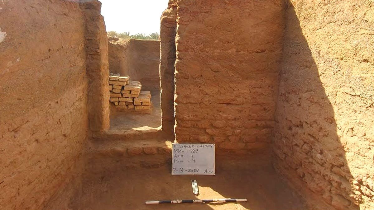 View of mudbrick walls in ancient city