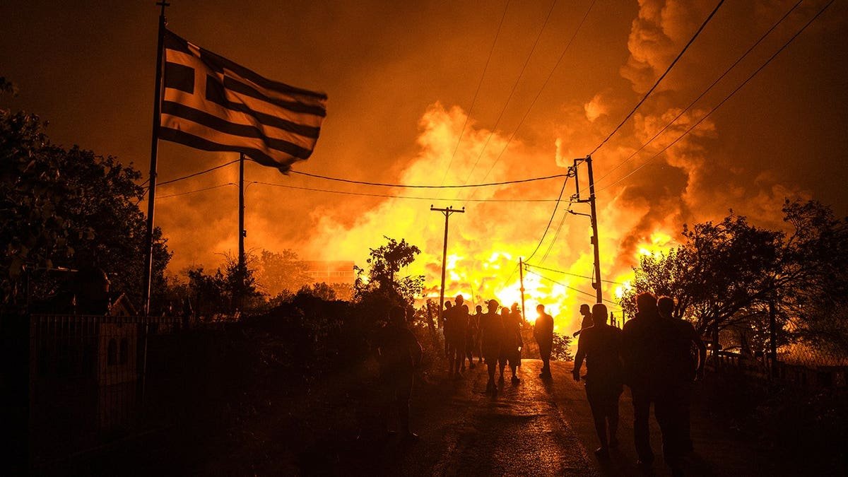 View of gigantic wildfire in Thessaloniki earlier in July