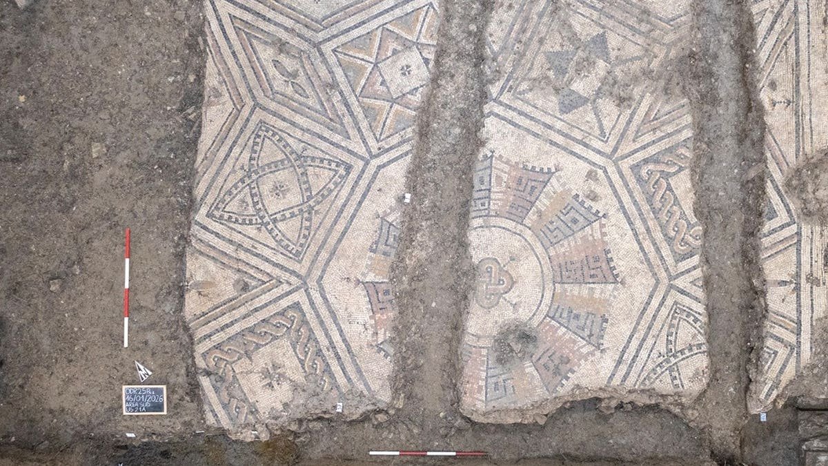 Close-up of mosaic details at church