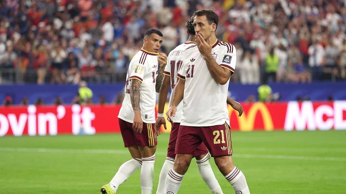 Mikel Oyarzabal celebrates after scoring on a penalty kick in Arlington, Texas.