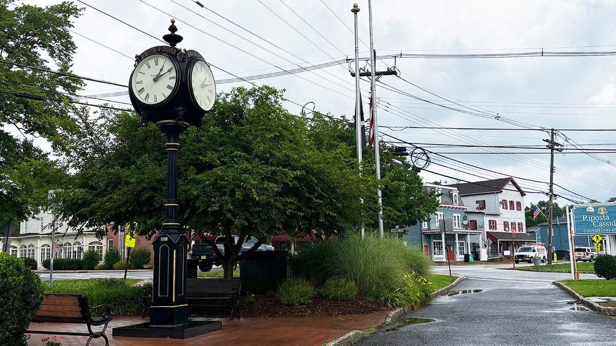 image shows Chester town clock