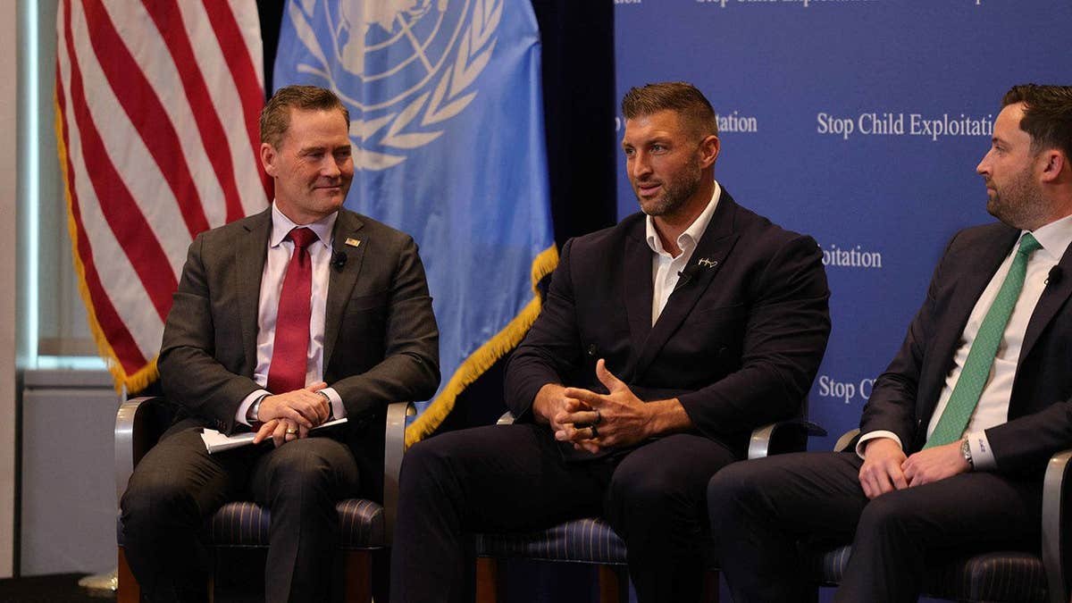 Mike Waltz and Tim Tebow discuss combating child exploitation at U.N.