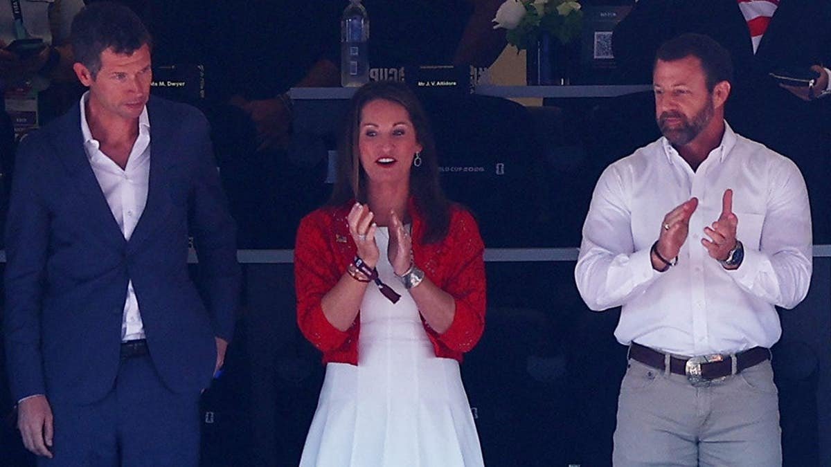 U.S. Secretary of Homeland Security Markwayne Mullin and wife Christie Mullin in the stands at Seattle Stadium.