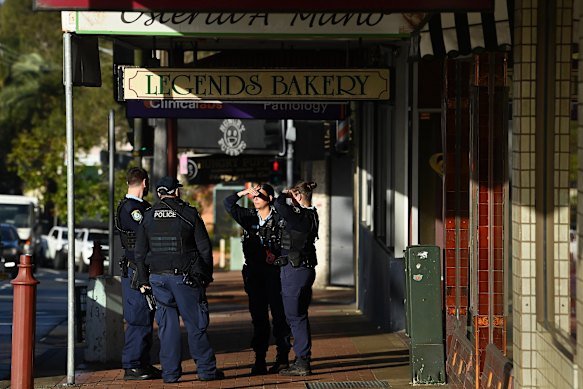 Police officers on the streets of Wyong.