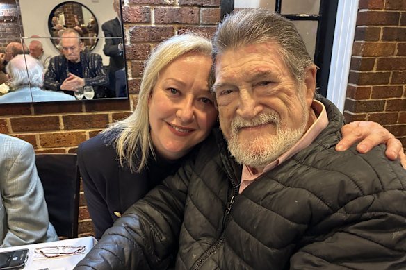 Age journalist Fiona Byrne with Derryn Hinch at his last great lunch.