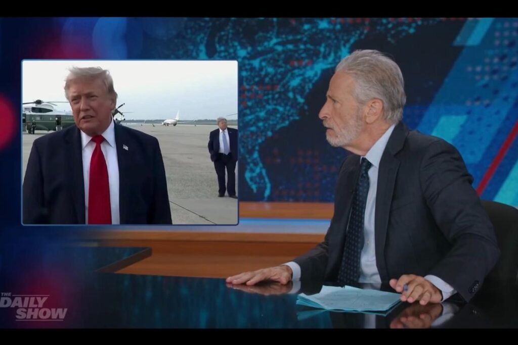 Jon Stewart loses his mind after spotting ‘a backup Trump’ strolling behind president: ‘Who in the world?’ Jon Stewart loses his mind after spotting ‘a backup Trump’ strolling behind president: ‘Who in the world?’