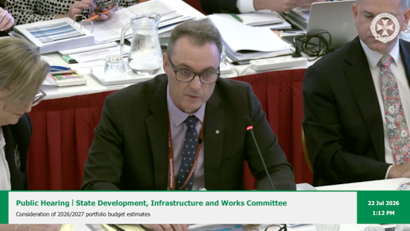 Acting state development director-general Shaun Ferris answers questions at Wednesday’s budget estimates hearing.