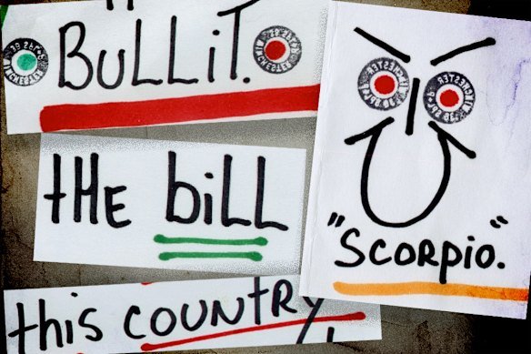 Published excerpts from some of the over 100 letters sent by the figure known as “Scorpio” or “Bullit”.