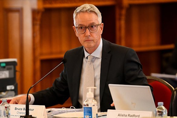 Crime and Corruption Commission Chair Bruce Barbour at a 2022 estimates hearing.