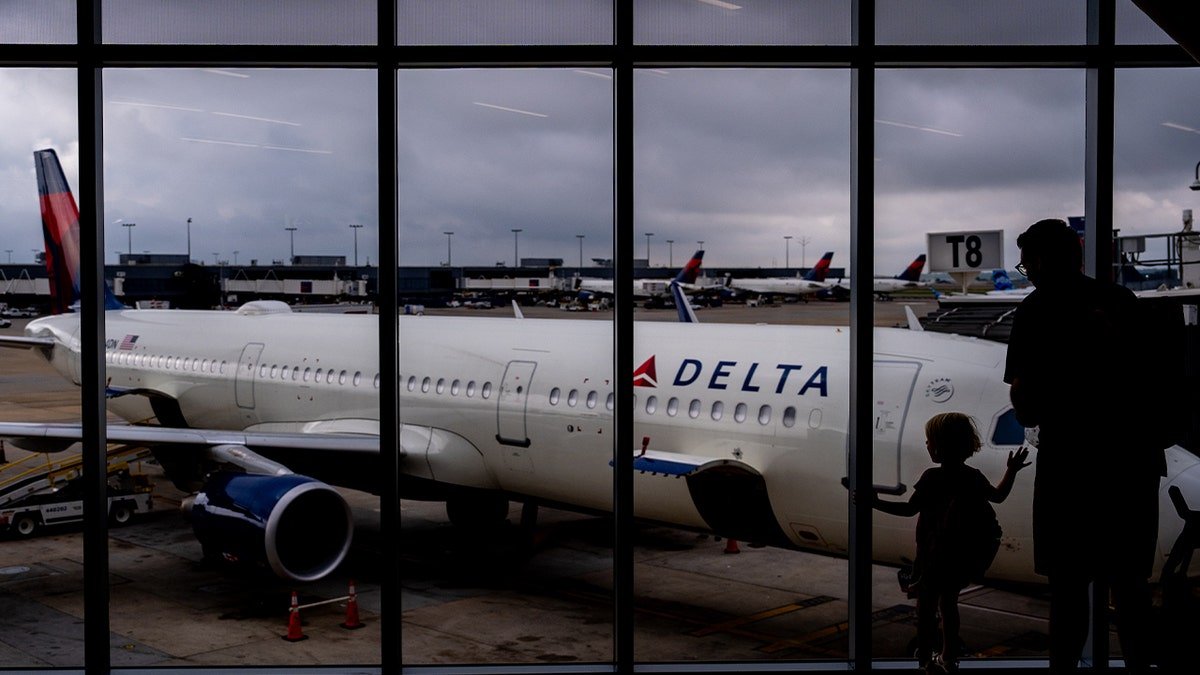 delta plane at airport