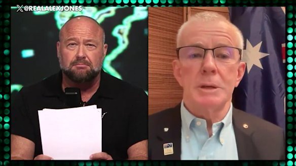One Nation senator Malcolm Roberts praised notorious conspiracy theorist Alex Jones’ commitment to the truth on his show in 2024.
