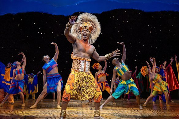 Aphiwe Nyezi stars as Simba in The Lion King. The musical returns to Brisbane in November for a lengthy run.
