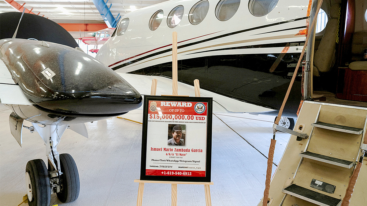 A reward sign for former Sinaloa Cartel leader Ismael