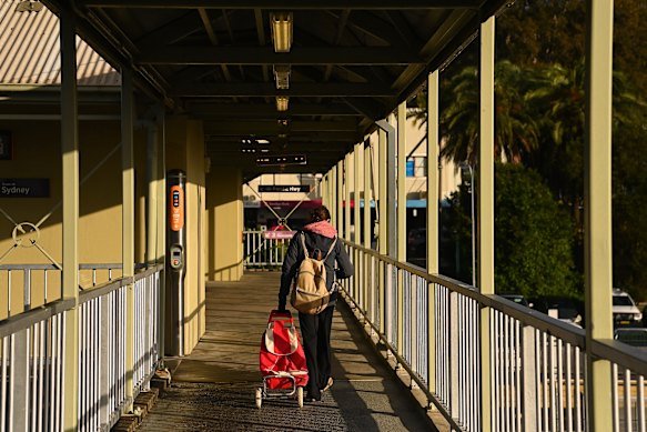 The pedestrian bridge at Wyong train station.