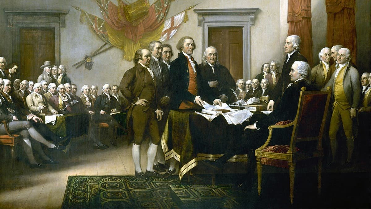 Founding Fathers signing the Declaration of Independence