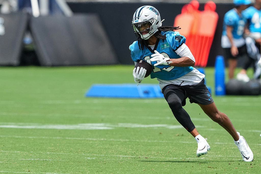The Panthers could prove to be a more explosive offense this season with wideout Chris Brazzell II and 2025 Offensive Rookie of the Year Tetairoa McMillan both roaming the perimeter. (Photo by Matt Kelley/Getty Images)