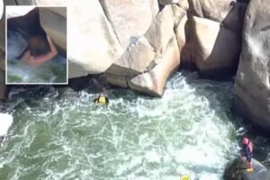 Heart-pounding moment woman rescued from SoCal river after falling into raging rapid