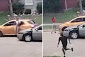 Chaotic moment Texas DoorDash driver gets hit by suspect fleeing from police — and still makes delivery Chaotic moment Texas DoorDash driver gets hit by suspect fleeing from police — and still makes delivery