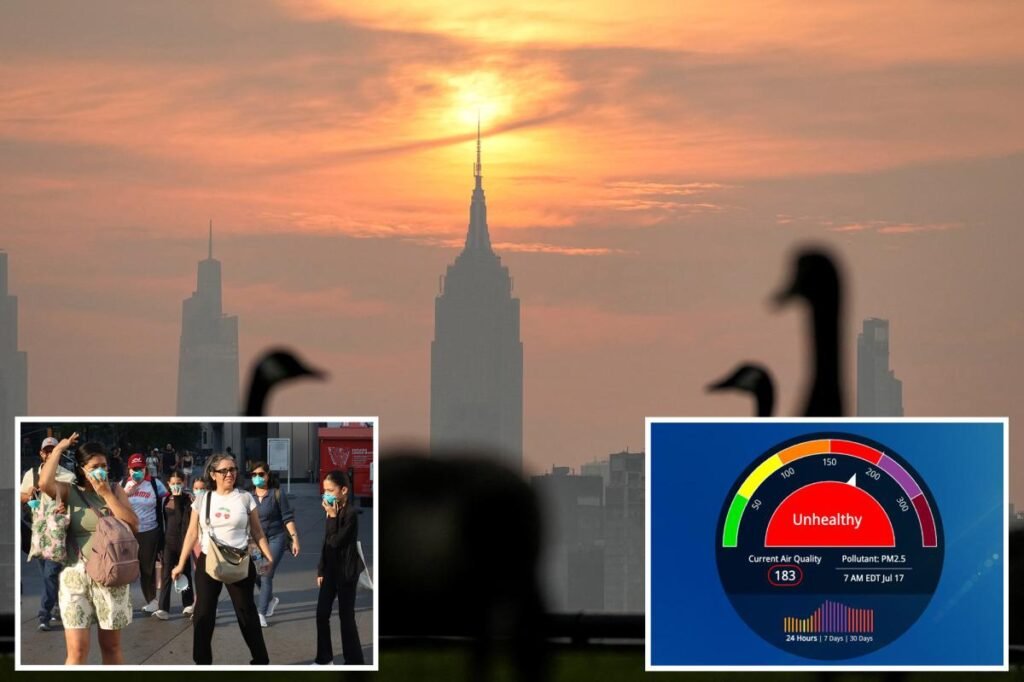 NYC wakes up to ‘unhealthy’ air quality from Canada wildfire smoke — but hope in sight for MetLife’s World Cup final NYC wakes up to ‘unhealthy’ air quality from Canada wildfire smoke — but hope in sight for MetLife’s World Cup final