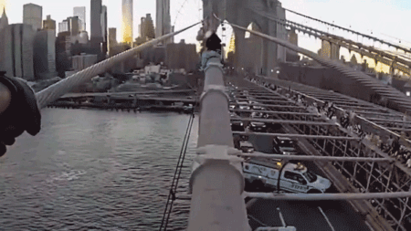 Dramatic bodycam video captures NYPD officer rescuing woman from top of Brooklyn Bridge after emotional plea Dramatic bodycam video captures NYPD officer rescuing woman from top of Brooklyn Bridge after emotional plea