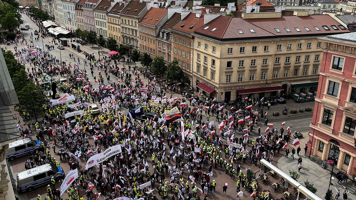 Protest against the European Green Deal in Warsaw, Poland