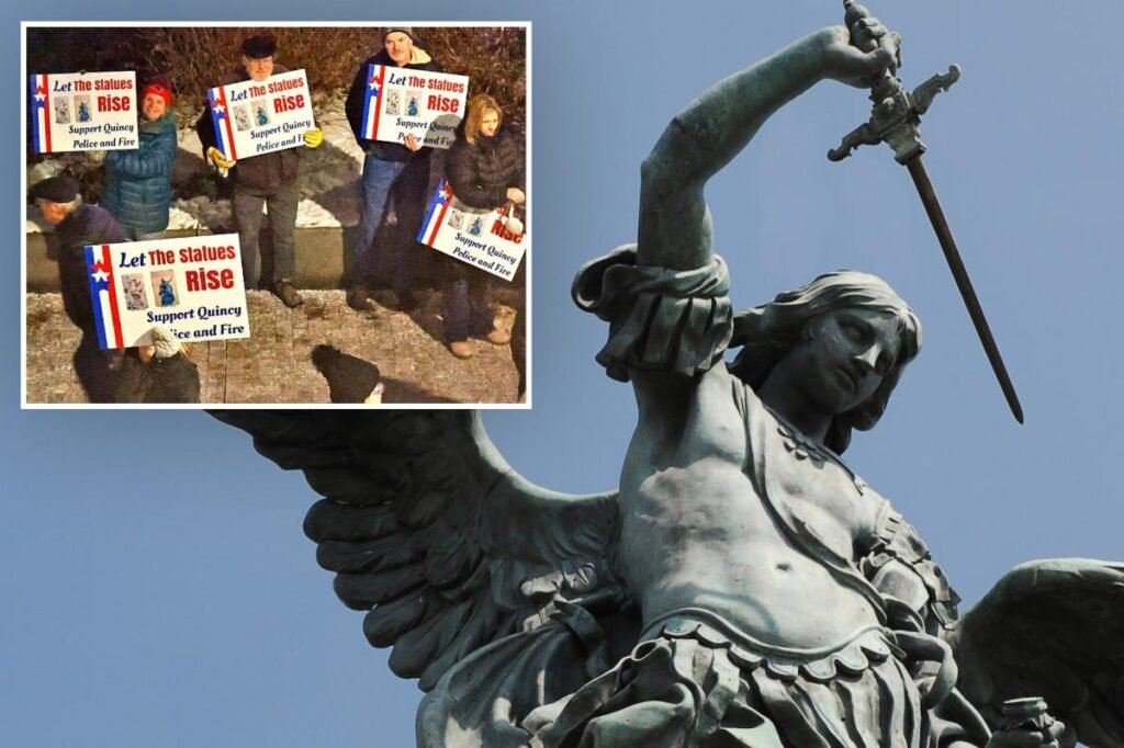 St Michael statue blocked from Massachusetts city building as state Supreme Court showdown looms St Michael statue blocked from Massachusetts city building as state Supreme Court showdown looms
