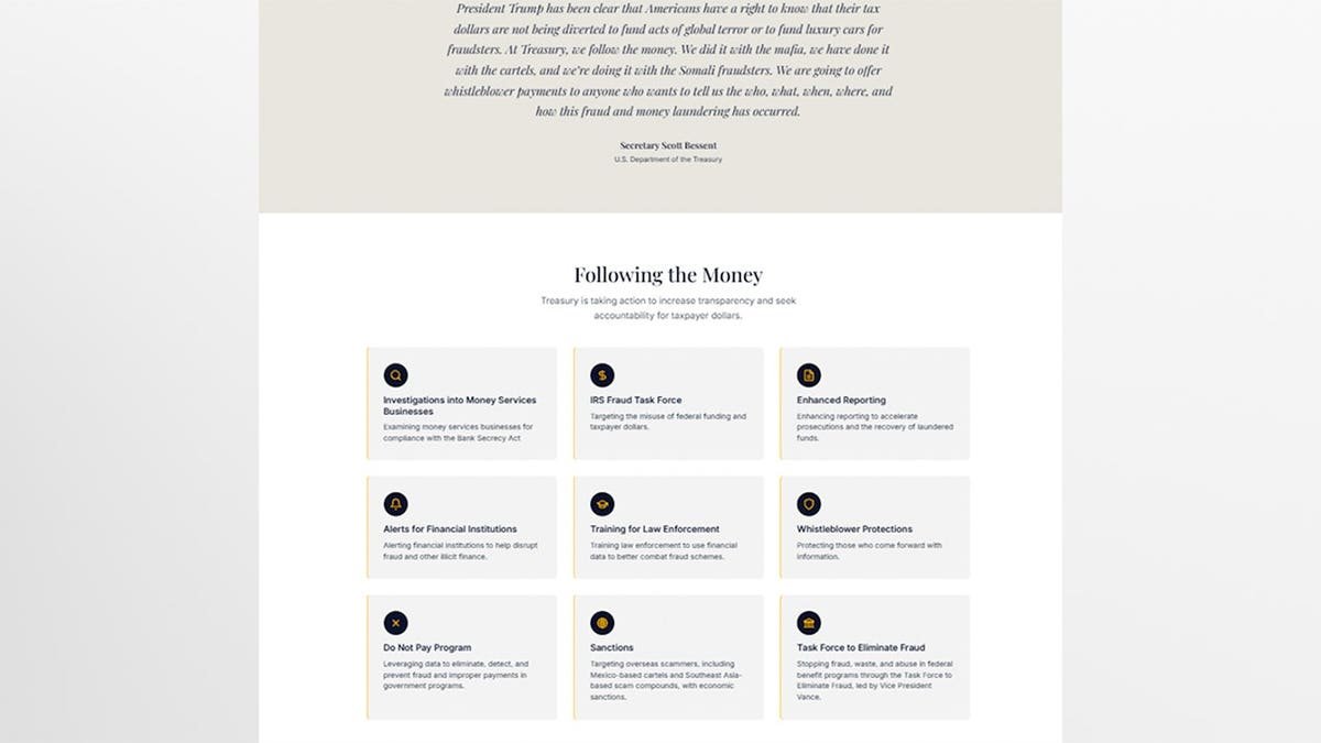 U.S. Department of the Treasury whistleblower program webpage