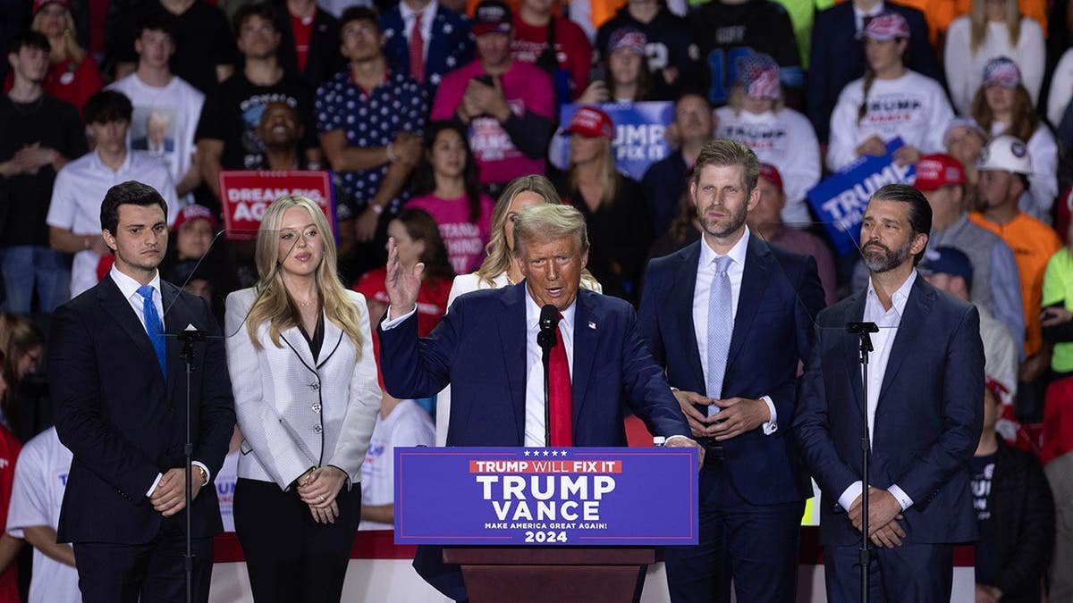 Donald Trump speaks at a rally in Grand Rapids, Michigan.
