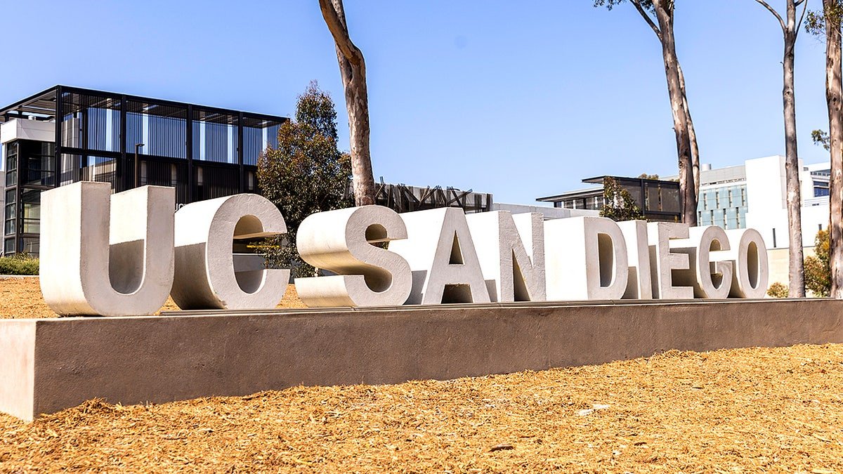 University of California San Diego sign and part of the campus.