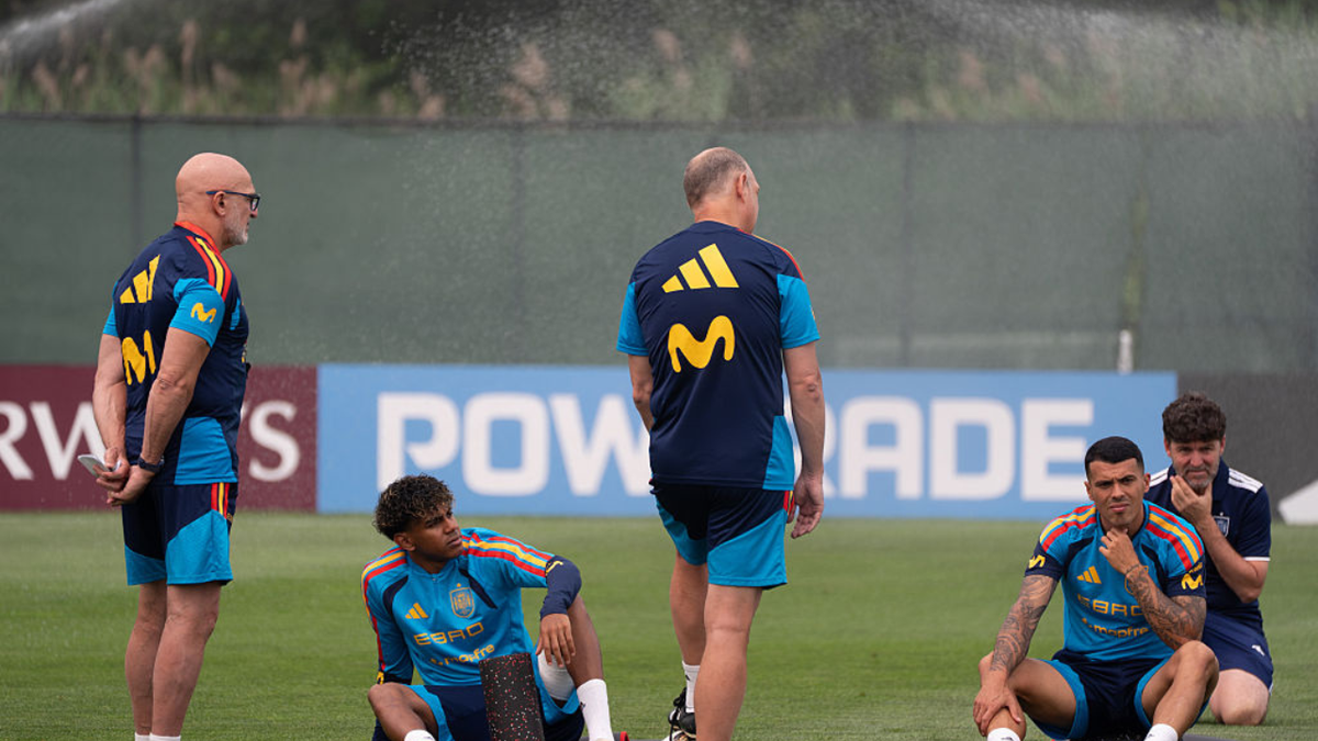 Spanish national team players train at a facility in East Hanover, New Jersey.