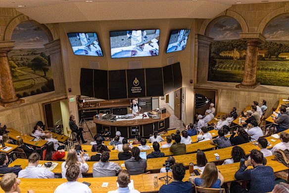 Niland at The Culinary Institute of America, where students were enthralled by his methodology. “This conversation is much bigger than Michelin stars,” says CIA director Robert Jones.