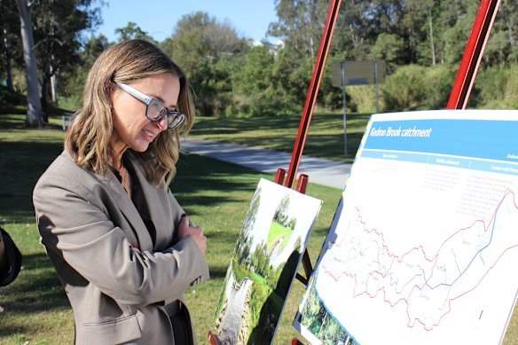 Councillor Danita Parry at Kedron Brook in Stafford on Tuesday morning. 