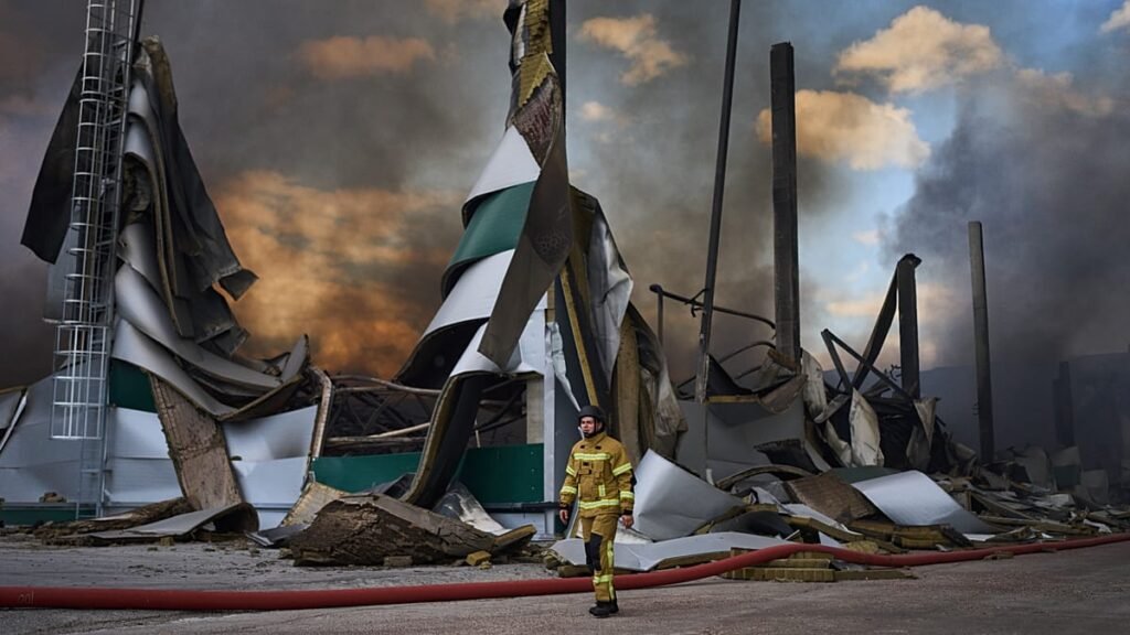 Russian drone strikes hit Ukraine as warehouses burn Russian drone strikes hit Ukraine as warehouses burn