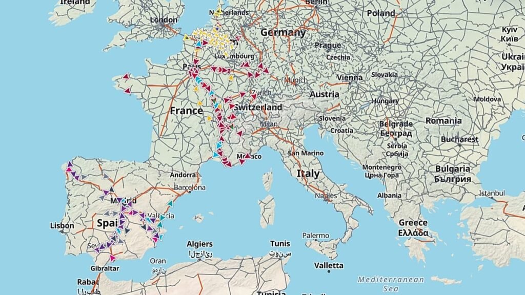 New real-time map now tracks trains across France, Spain and Belgium New real-time map now tracks trains across France, Spain and Belgium